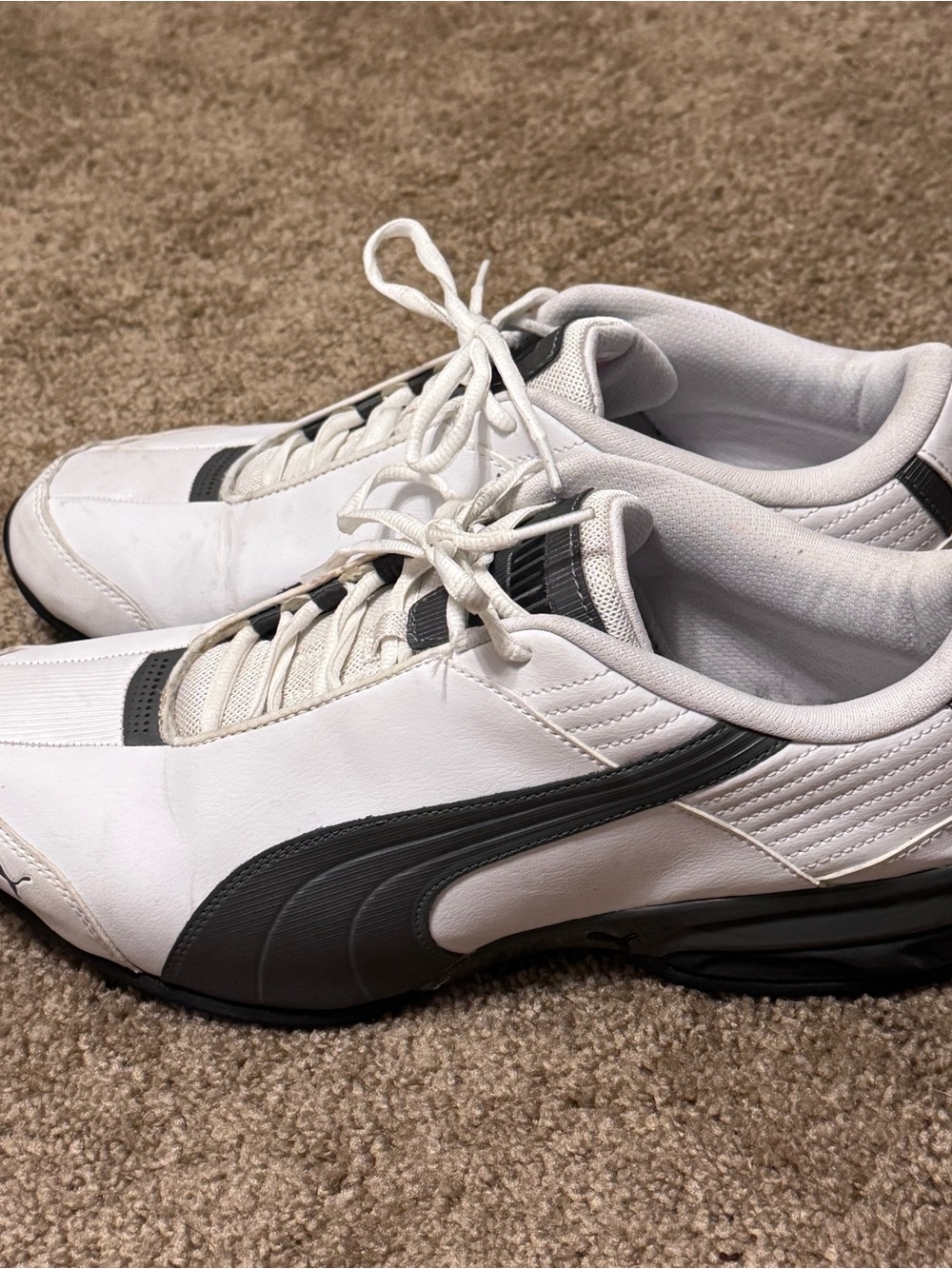 Puma Sport Lifestyle Shoes Mens 11.5 White Black Athletic Sneakers Lace Up Logo
